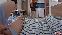 I get a Deep Blowjob from my stepmom for breakfast and she sits on my dick with her wet pussy, I cum powerfully on her ass