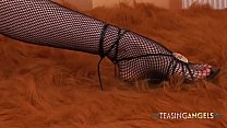 Cute redhead having fun in stockings
