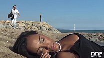 Loads of fresh jizz into ebony bombshell NoeMilk's insatiable mouth after blowjob