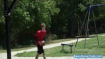Huge black stud breeding white gay muscular guy 29