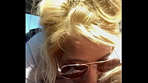 Real hooker sucks cock in public wearing sunglasses then lets the guy nut on her face