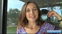 See this naughty teenager cutie masturbate with a doll and reach intense orgasm outside