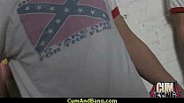 Ebony chick hard fuck in interracial group 5