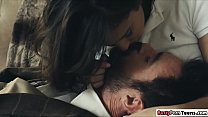 Violet is having a relationship with her professor. She kisses him then lets him play with her pussy. She then sucks his dick and then rides it.
