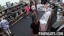 Ebony hunk tries to sell a bike at the pawn shop
