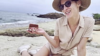 Eating Choco Cake on Diamond Blue Beach SFW
