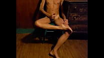 Cumshot while on chair