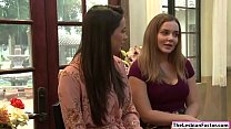 Georgia and Natasha sharing some thoughts about their career in porn industry. They go to the bed, Natasha licks Georgias pussy.