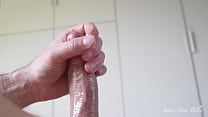 CloseUp lubed big dick Cumshot  Bi-Curious hot Man orgasm