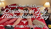 Old mature sucking cock and masturbating with a vibrator for Christmas in July