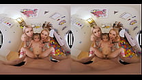 Naughty America - Hot blondes take turns riding the assistant's cock!