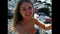 Young Luisa Rosso is taking cum on face after hot fucking action on the beach
