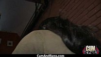 Ebony chick hard fuck in interracial group 14