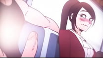 2 Girls with 1 men in subway ANIME