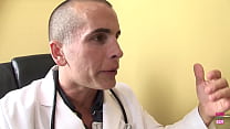The therapy session becomes intense as the brunette removes her clothing and the doctor begins to forcefully into her slit