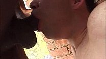 Black top facefucks a white submissive bottom