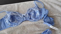 Cumming on blue panties