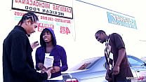 Very Dark Skin Black Girl with natural saggy tits Pick Up and seduce to Fuck by Big Black Cock Stranger