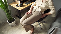 Hot Secretary Teases Camel Toe In Trousers