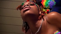 Fucking Ebony pornstar on balcony for the world to watch