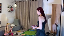 Handjob Challenge with a Twist in Sexy Satin Nighties to play Mini Golf to Stroke a Cock
