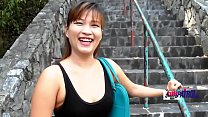 Busty SE Asian babe gets hairy pussy shredded