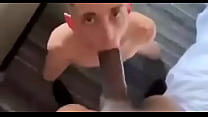 Monster black cock sucked by white twink