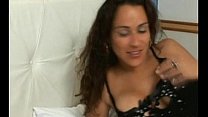 Foxy latina shemale babe strips down and jerks off