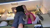 Very naughty boss is touching his attractive hostess cunt as she is talking to the guest