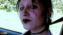 Gothic Brunette Hitchhiker Lou-ann Pays for Ride with Hardcore Anal Sex