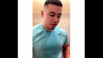 Sexy big butt guy at  urinal smells his fingers