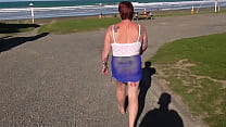 Trashy MILF slut parades herself at the seaside and then creampie fucked by her Master so others can see. Preview
