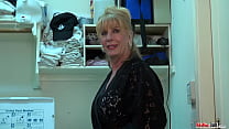 Nude mature teases a lot by sniffing her panties