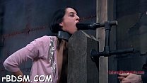 brunette girl is gently rubbing her twat
