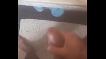 Dirty cock wanker cums on the floor