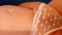 Vibrator teasing my small cock in my wife's knickers