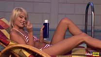 Gorgeous chick playing with her horny wet pussy