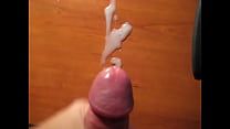 Handjob and big cumshot on table