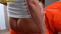 Stud in the jail enjoys anal fisting till prolapse