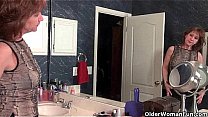 American milfs Penny and Amanda love masturbating in nylon