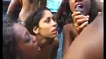 Three hot ebony babes suck and get fucked by bbc
