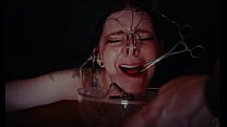 Hot Goth bondage slut taken to piss drinking school for a rough lesson