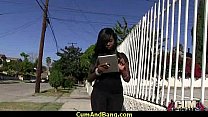 Black ho sucks on white dicks in a group blowjob 10