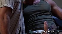 After their flight is canceled military hunk Beau Butler and weary traveler Bruce Jones suck each others big cocks then anal fuck balls deep