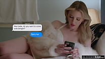 Melody knows that the best way is to tell the truth as much as possible she tells her boyfriend she's staying in tonight, and that is true, but this blonde doesn't mention who'll be staying inside her.