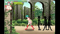 Cute green haired lady having sex with invisible men in erotic hentai ryona game video