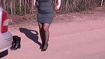 Nylon ass walk on road