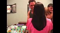 Tattooed blonde gets rough Double Penetration from more guys after playing a game