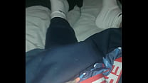 Scally Chav wank on the bed