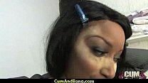Supr hot ebony chick blows a group of white dicks 12